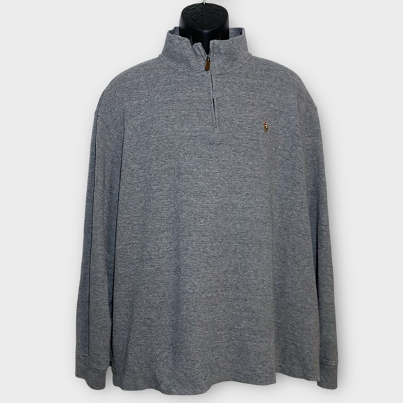 Polo Ralph Lauren Mens Grey Estate Rib 1/4 Zip Knit Pullover Sweater Size XXL - Picture 1 of 7